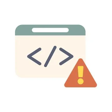 Website code showing error message with exclamation point in triangle Stock Illustration