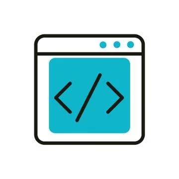 Website coding social media icon line and fill Illustrazione stock