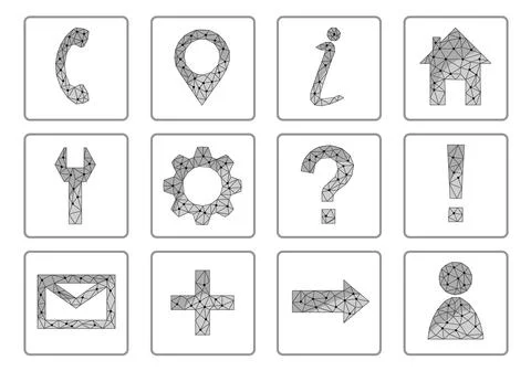 Website collection icon set. Business symbols phone, settings, contacts, arrows Stock Illustration