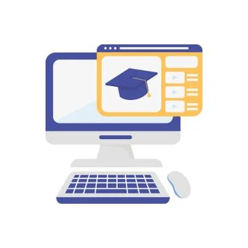 Website computer keyboard and mouse learning online Illustrazione stock