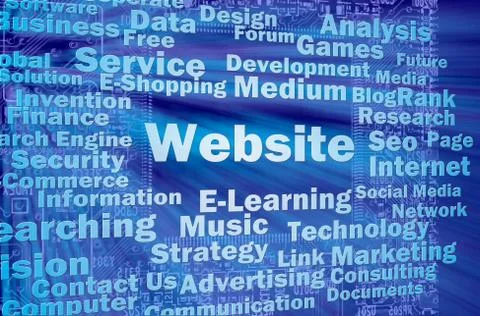 Website concept in blue virtual space Ilustração Stock