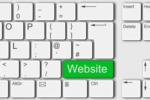 Website concept PC computer keyboard 3d illustration green Stock Illustration