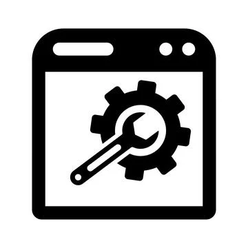 Website, configuration, setting icon. Black vector graphics. Illustrazione stock