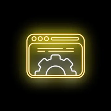 Website configuration settings neon glowing sign icon 库存插图