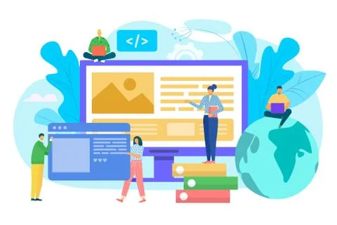 Website construction concept, ui interface prototyping, web development vector Stock Illustration