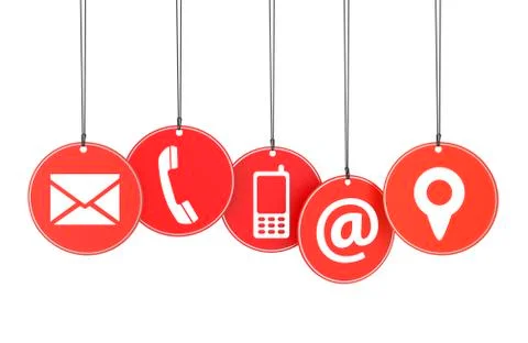 Website contact page red tags concept Stock Illustration