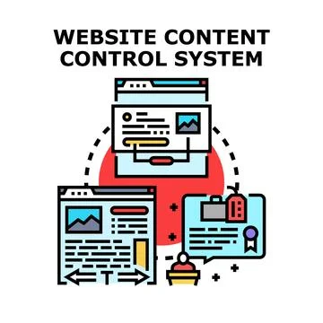 Website content control system managing digital information Illustrazione stock