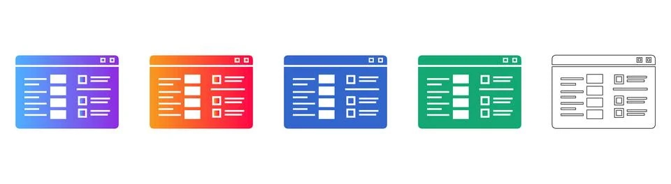 Website Content Management Dashboard Icon Set Stock Illustration