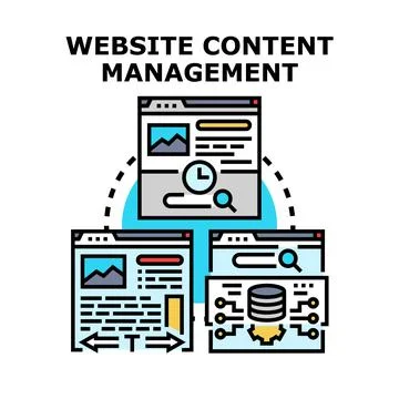 Website content management system design development process Stock Illustration