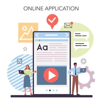 Website content online service or platform. Idea of digital Stock Illustration