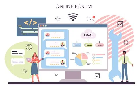 Website content online service or platform. Idea of digital Illustrazione stock