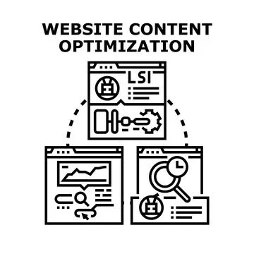Website content optimization improving digital marketing strategy Stock Illustration