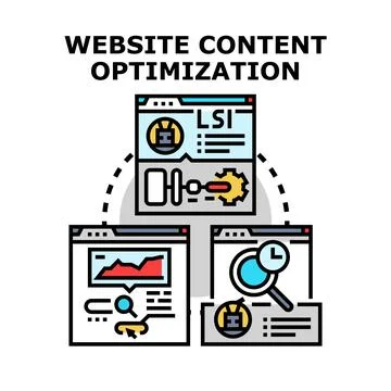 Website content optimization improving digital marketing strategy Stock Illustration