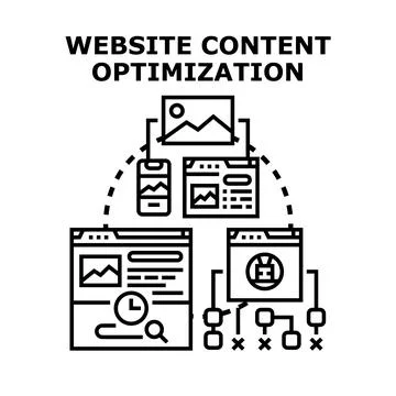 Website content optimizing connecting digital marketing strategy 스톡 일러스트