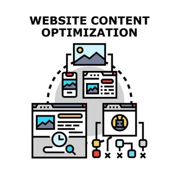 Website content optimizing connecting digital marketing strategy Stock Illustration