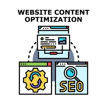 Website content optimizing developing with seo marketing strategy Stock Illustration