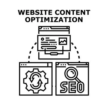 Website content optimizing developing with seo marketing strategy Stock Illustration