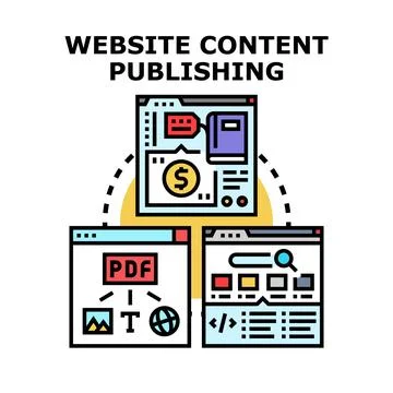 Website content publishing strategy and digital marketing Stock Illustration