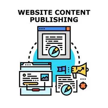 Website content publishing strategy and digital marketing Stock Illustration