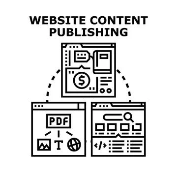 Website content publishing strategy and digital marketing Stock Illustration