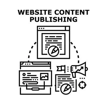Website content publishing strategy and digital marketing Stock Illustration