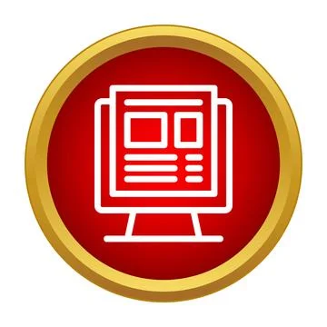 Website content redesigning on computer screen icon 库存插图