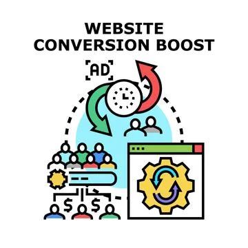Website conversion boosting strategy for digital advertising success Stock Illustration