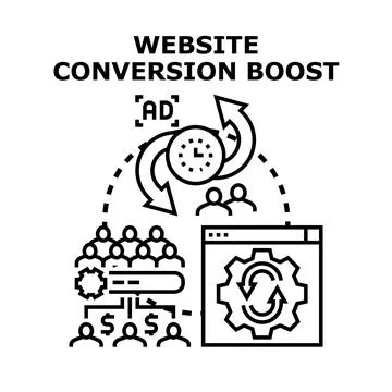 Website conversion boosting strategy for digital advertising success Stock Illustration