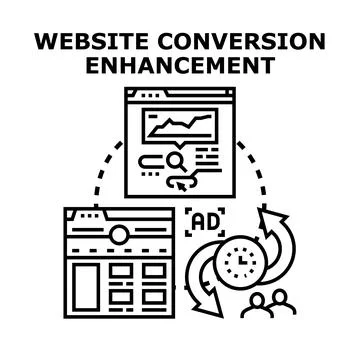 Website conversion enhancement optimizing customer journey Stock Illustration