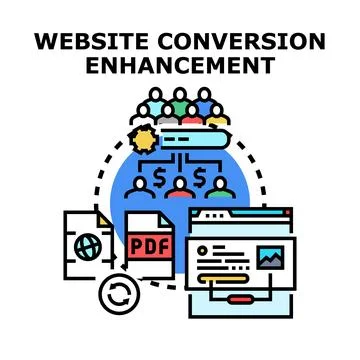 Website conversion enhancement optimizing digital marketing strategy Stock Illustration