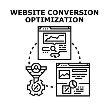 Website conversion optimization improving digital marketing strategy Stock Illustration