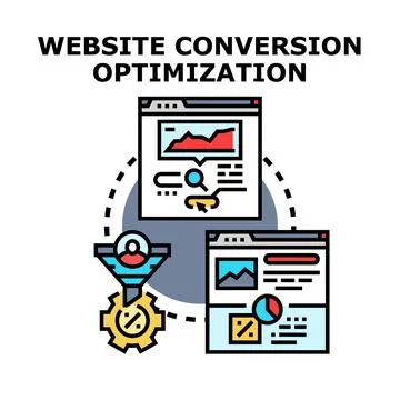 Website conversion optimization improving digital marketing strategy Stock Illustration