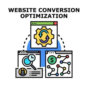 Website conversion optimization process improving digital marketing Stock Illustration