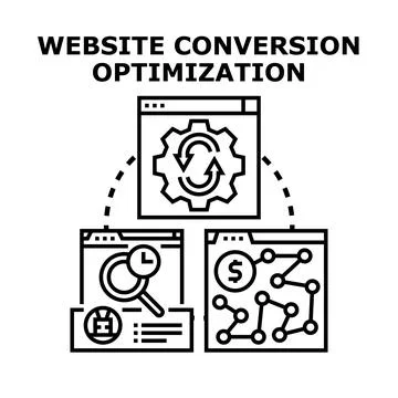 Website conversion optimization process improving digital marketing Stock Illustration