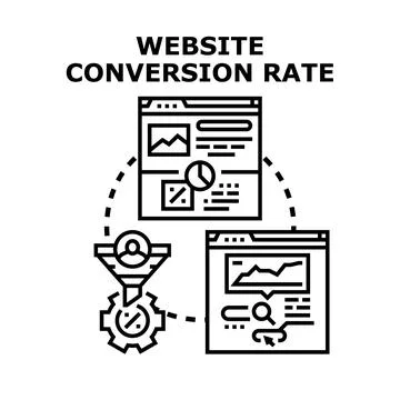 Website conversion rate optimizing user journey funnel Stock Illustration