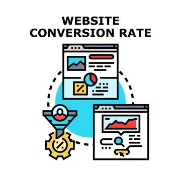 Website conversion rate optimizing user journey funnel Stock Illustration