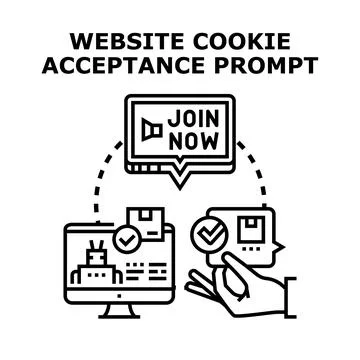 Website cookie acceptance prompt approving online settings 스톡 일러스트