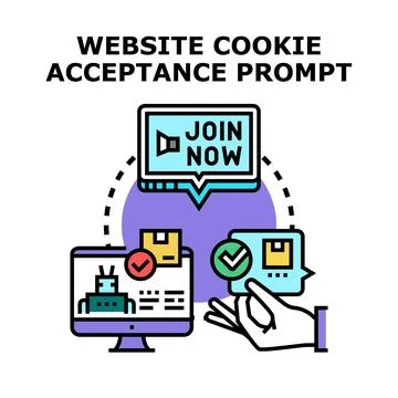 Website cookie acceptance prompt approving online settings Stock Illustration