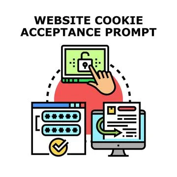 Website cookie acceptance prompt with secure login 스톡 일러스트