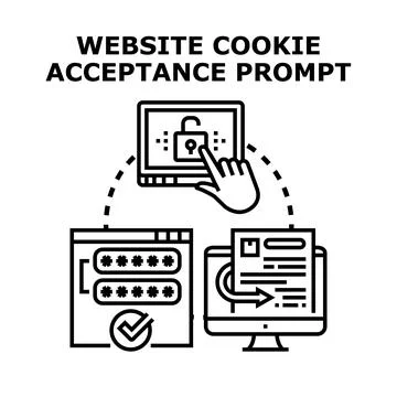 Website cookie acceptance prompt with secure login 스톡 일러스트