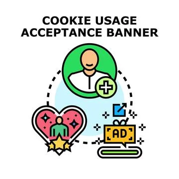 Website cookie usage accepting user data experience Stock Illustration