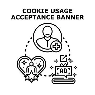 Website cookie usage accepting user data experience Stock Illustration