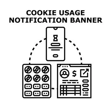 Website cookie usage notification banner concept Illustrazione stock