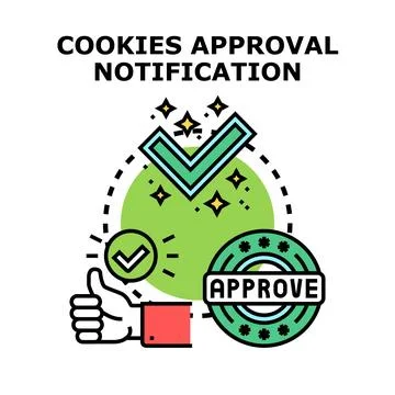 Website cookies approval notification privacy concept Stock Illustration