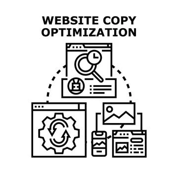 Website copy optimization improving digital content strategy Stock Illustration