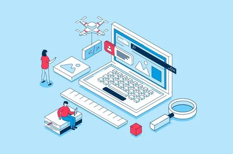 Website Creating Isometric Concept イラスト素材