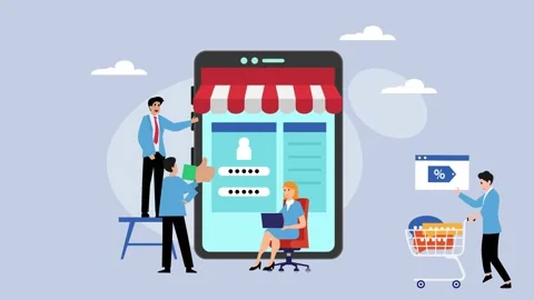 Website creation and web page design concept, Online shopping store concept.. Stock Footage 302533319