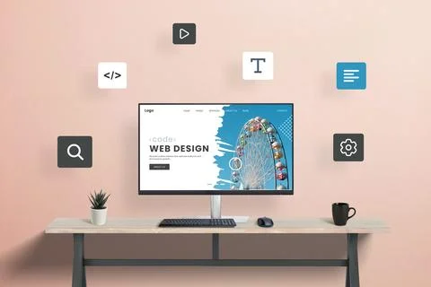 Website creation concept with modular design 库存照片