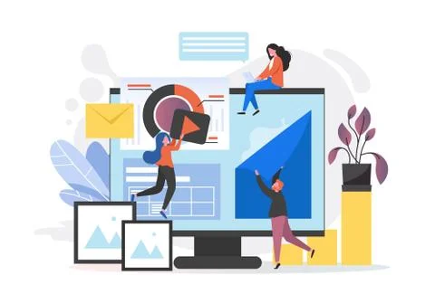 Website creation process, web page design, vector illustration Stock Illustration