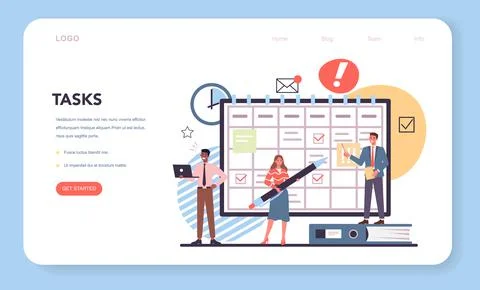 Website creation web banner or landing page. Process of website development Stock Illustration